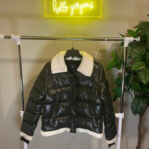 7 For All Mankind Puffer Coat w/ Sherpa Trim - Women's Size M